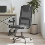 Height Adjustable Office Chair - Grey Mesh Fabric And Faux Leather