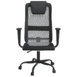 Height Adjustable Office Chair - Grey Mesh Fabric And Faux Leather