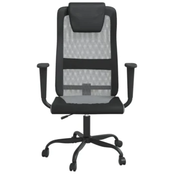 Height Adjustable Office Chair - Grey Mesh Fabric And Faux Leather