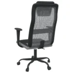 Height Adjustable Office Chair - Grey Mesh Fabric And Faux Leather