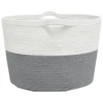 100% Cotton Laundry Basket - Grey and White - 60 x 36cm