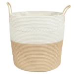 100% Cotton Storage Basket - Beige and White - 43 x 38cm