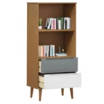 Bookcase MOLDE - Solid Wood Pine -Brown - 60 x 35 x 133.5cm