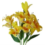 x12 Artificial Flowers - Yellow Lily Plants - 60cm