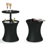 Rattan Anthracite Garden Drinks Cool Bar Table - 30L