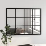 Black Squared Wall Mirror - Metal - 80 x 60cm