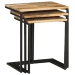 x3 Nesting Side Tables - Solid Wood Acacia