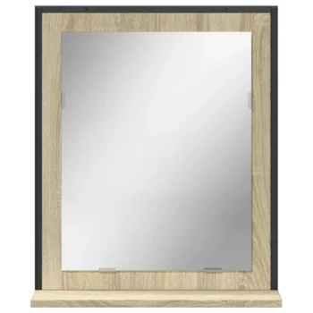 Bathroom Mirror with Shelf - Engineered Wood - Sonoma Oak - 50 x 12 x 60cm