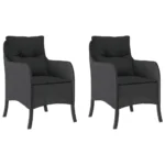 2 Black Poly Rattan Garden Chairs