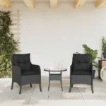 2 Black Poly Rattan Garden Chairs