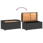 Rattan Storage Bench - Black - 100 x 50 x 52cm