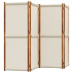 4 Panel Room Divider - Solid Acacia Wood - Light Grey - 280 x 180cm