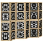 Room Divider 6 Panels - Brown and Black Solid Wood - Paulownia