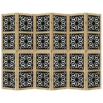 Room Divider 6 Panels - Brown and Black Solid Wood - Paulownia