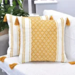 Woven Tassel Cushion Cover - Yellow And Red - 45 x 45cm