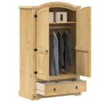 2 Door Wardrobe - Solid Pine Wood - 101 x 52 x1 70cm