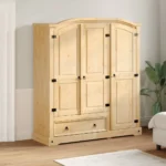 3 Door Wardrobe - Corona -Solid Pine Wood - 151.5 x 52 x 170cm