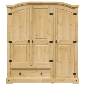 3 Door Wardrobe - Corona -Solid Pine Wood - 151.5 x 52 x 170cm