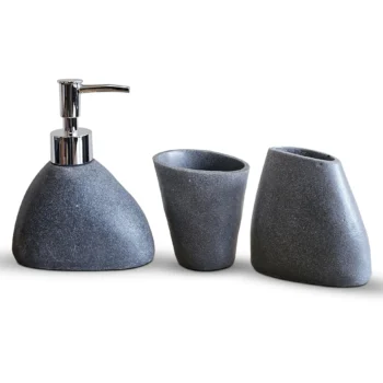 3 Pieces - Resin Bathroom Accessories Set - Modern Luxury Stone