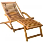 Deck Chair With Foot Rest - Acacia Wood - 150 x 70 x 69cm