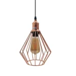 Metal Diamond Cage Ceiling Pendant Light - Rose Gold - 19cm