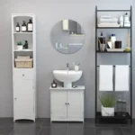 Under Sink Bathroom Cabinet - Wooden Vanity Unit - White - 60Lx 30W x 60Hcm