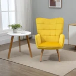 Modern Accent Chair Velvet-Touch Tufted Wingback Armchair - Yellow