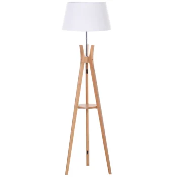 Natural Wooden Tripod Floor Lamp Light - White - 156cm