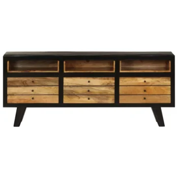 TV Cabinet - Solid Mango Wood - Black And Brown - 120 x 30 x 50cm