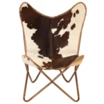 Butterfly Chair - Genuine Goat Leather - Brown and White - 74 x 66 x 90cm