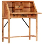 Writing Board Desk - Bookcase And Drawers - Solid Acacia Wood - 90 x 40 x 107cm