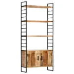 4-Tier Bookcase - Rough Mango Wood - 80 x 30 x 180cm