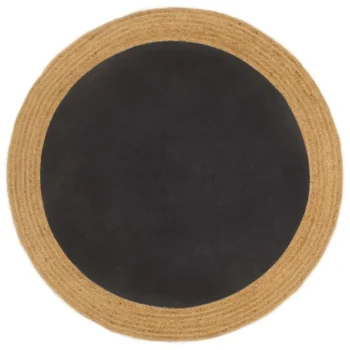 Round Braided Black & Natural Rug - 150cm