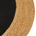 Round Braided Black & Natural Rug - 150cm