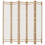 Bamboo and Canvas - 5 Panel Room Divider - 200 x 180cm