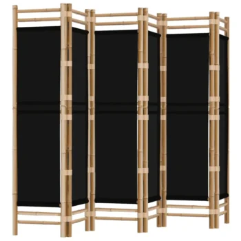 Folding 6 Panel Room Divider - Bamboo And Canvas - 240 x 180cm