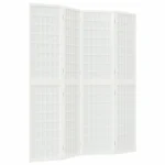 Folding 4 Panel Room Divider - Japanese Style - White - 160 x 170cm