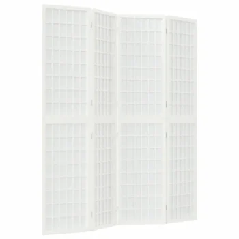 Folding 4 Panel Room Divider - Japanese Style - White - 160 x 170cm