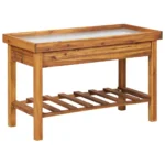 Garden Work Bench With Zinc Top - Solid Acacia Wood - 100 x 50 x 60cm