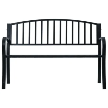 Stylish Black Steel Garden Bench - 125 x 53 x 82cm