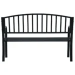 Stylish Black Steel Garden Bench - 125 x 53 x 82cm