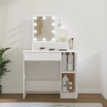 Dressing Table With LED Mirror - White - 86.5 x 35 x 136cm