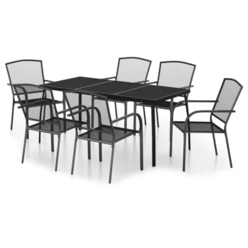 7 Piece Garden Dining Set - Steel - Anthracite