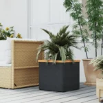 Poly Rattan Planter - Black - 40 x 40 x 40cm