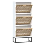 Shoe Cabinet - Solid pinewood And Engineered - White - 52 x 25 x 120cm