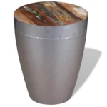 Aviator Stool - Solid Reclaimed Wood - Brown And Aluminium - 36 x 44cm