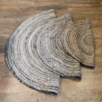 Round Jute and Recycled Denim Rug - 90cm