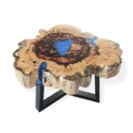 Tamarind And Resin Coffee Table - Sky Blue - 77 x 44cm