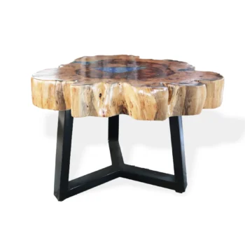 Tamarind And Resin Coffee Table - Sky Blue - 77 x 44cm