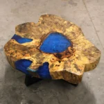 Tamarind And Resin Coffee Table - Sky Blue - 77 x 44cm